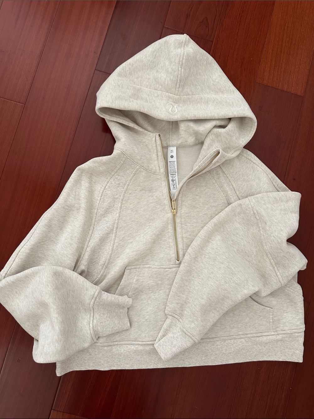lululemon athletica Light Heather Gray Half-Zip Hoodie Sweater